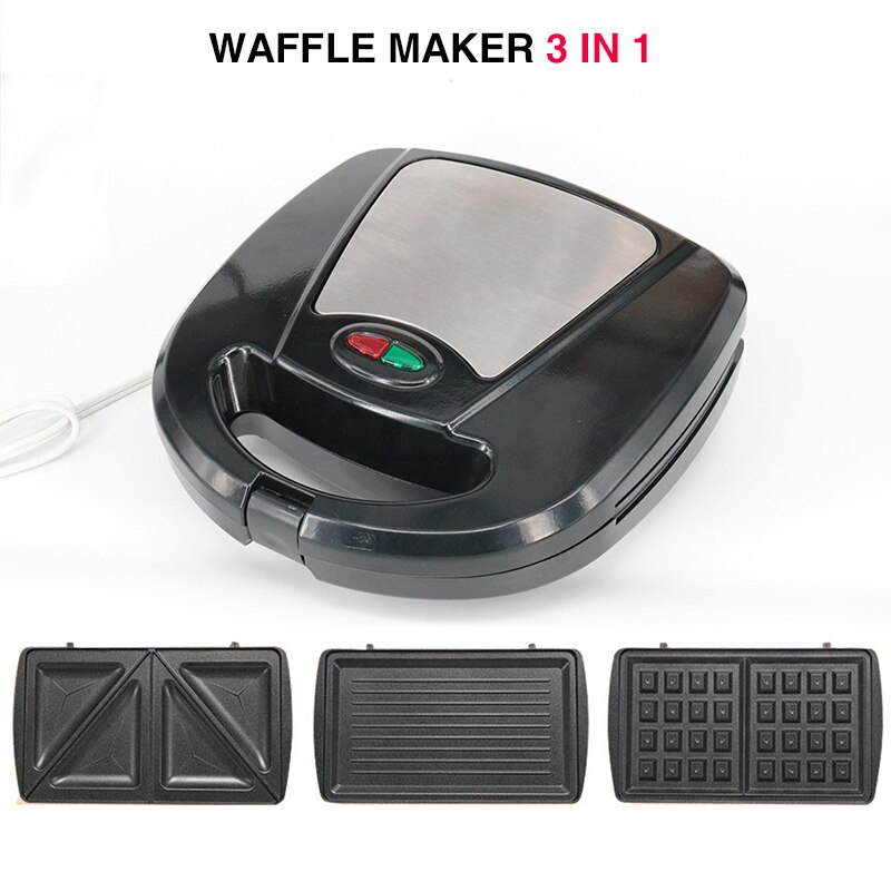 3 in 1 Sandwich Panini Waffle Maker Machine Wafer Bubble Egg Cake Oven Breakfast Electric Sandwich Beef Waffle-Maker Machine