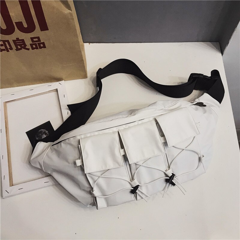 Marca original grande-capacidade saco de peito de rua personalidade trabalho feito com ferramentas saco de função casal tendência japonesa saco de desporto saco do mensageiro: WHITE