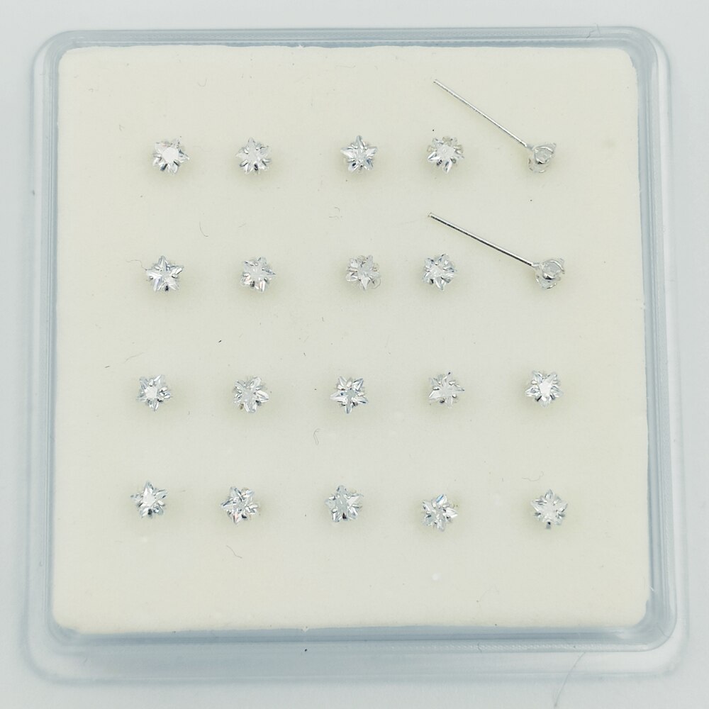 925 sterling sølv stjerne cubic zircon næse stud piercing smykker 20 stk/pakke