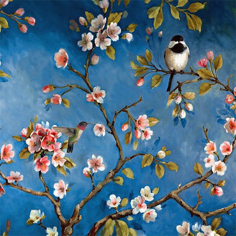 Chinese Stijl Poster Wall Art Canvas Schilderen & Kalligrafie Vogels Bloemen Posters En Prints Muur Foto Voor Woonkamer Decor: 60x60cm No Framed / Left Photo