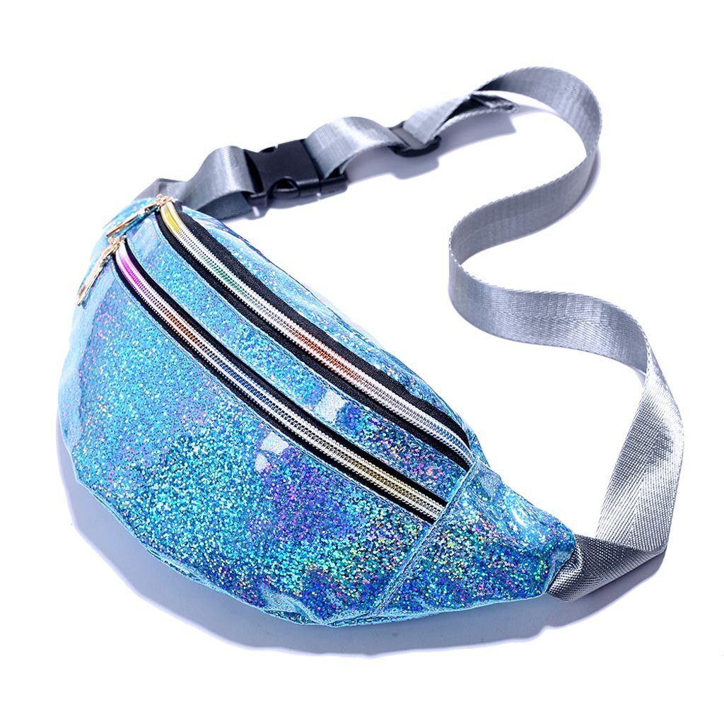 Ocean Blue Sequin Bag Women Crossbody Bags Sport Shoulders Bags For Women Waist Packs Waist Bag Phone Holder Outdoor G3