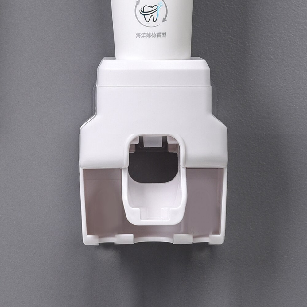 Automatic Toothpaste Dispenser Wall Mount Toothbrush Holder Bathroom Accessories Set Squeezer for Toothpaste Dispenser: Type A--White