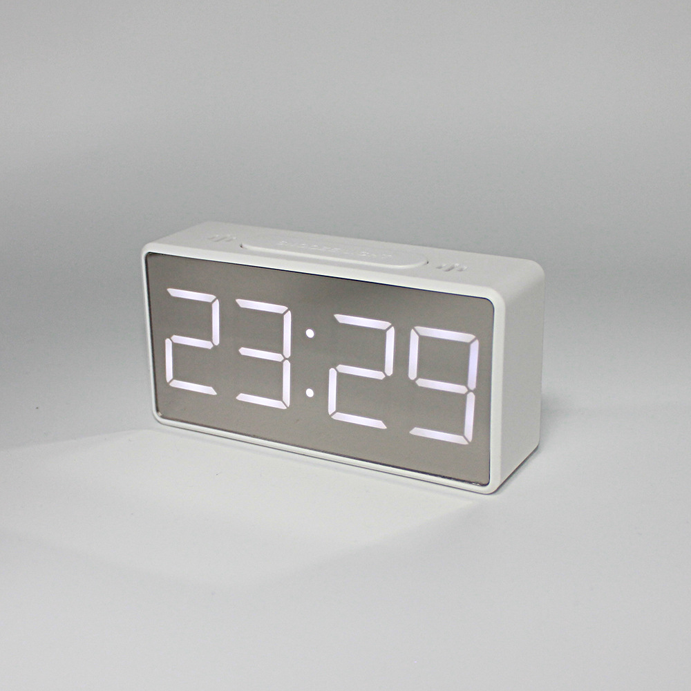 Table Clock Alarm Clock Snooze LED Digital Mirror Clock Time Temperature Large Electronic Display Rectangle Digital Desk Clock