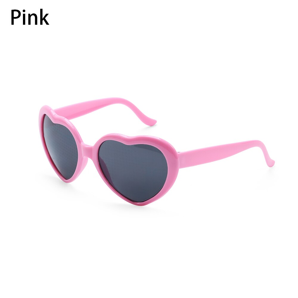 Love Heart Shaped Effects Glasses Watch The Lights Change to Heart Shape At Night Diffraction Women Sunglasses: B-Pink