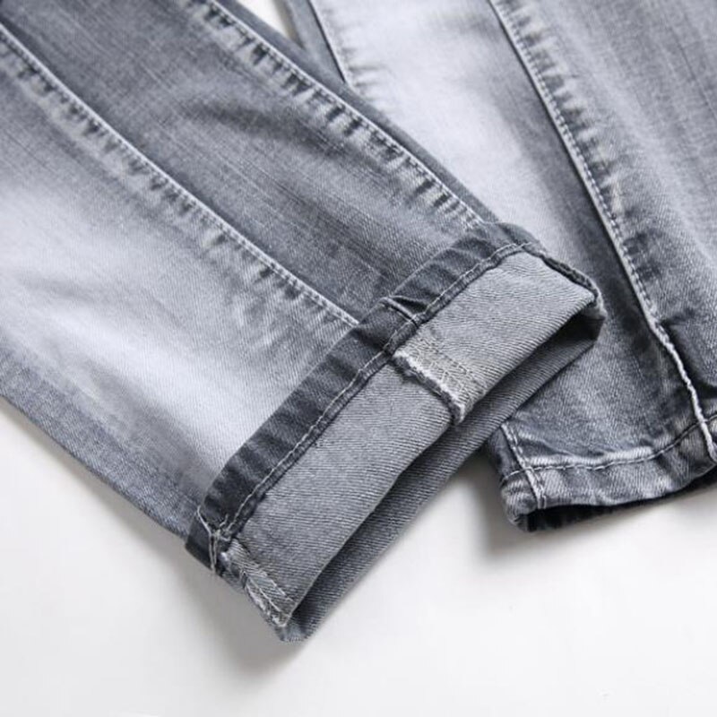 Nueva primavera para Hombre Pantalones vaqueros rasgados Casual Slim Fit gris Pantalones vaqueros de Hombre Hip hop mezclilla Pantalones rectos Pantalones Hombre