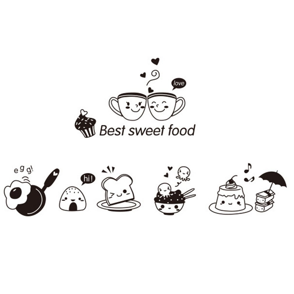 Kitchen Wall Stickers Coffee Sweet Food DIY Wall Art Decal Decoration Oven Dining Hall Wallpapers PVC Wall Sticker