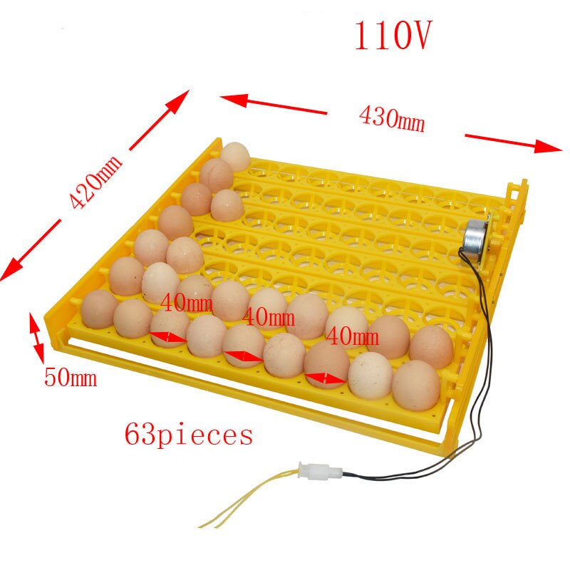 Bandeja giratoria para 63 incubadora de huevos, pollos, patos y otras aves de corral, convierte automáticamente los huevos, equipo de incubación de aves de corral, 1 juego: 110V
