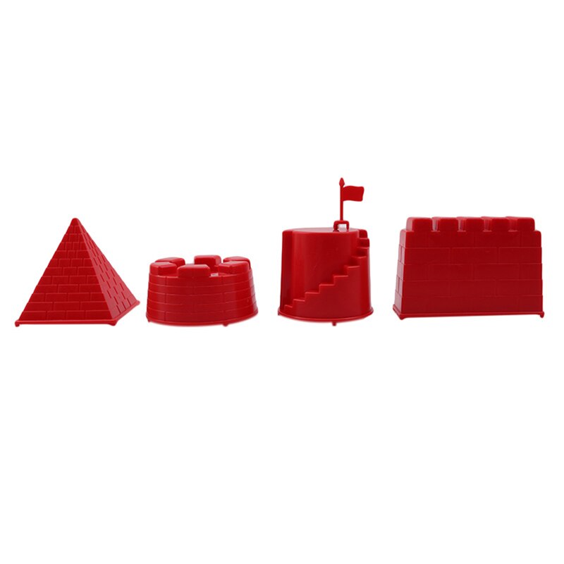 4Pcs/Set Portable Assemble Castle Shape Sand Clay Novelty Beach Toys Model Clay For Moving Magic Sand: Red