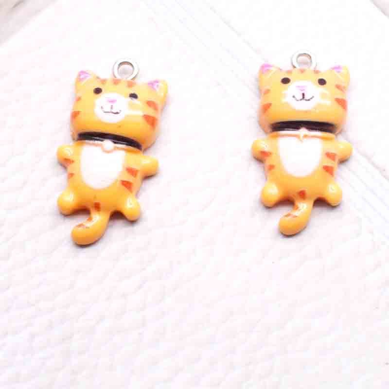 10pcs 15*29mm Cute Cat Flat Back Charms For Pendant DIY Earrings Necklace Jewelry Accessories Finding: Orange