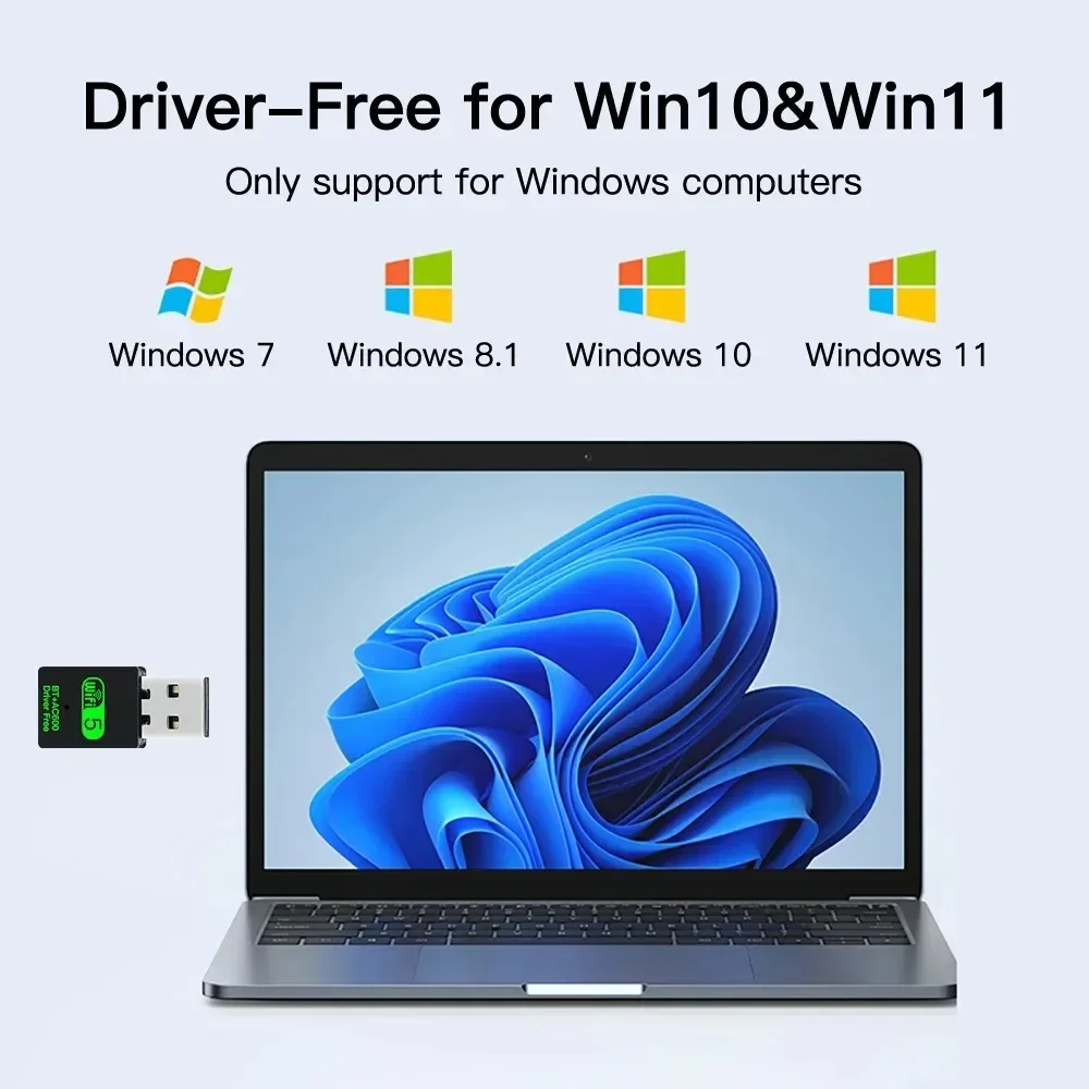 2 in 1 USB WiFi Bluetooth Adapter 600Mbps Dual Band 2.4G 5GHz USB Wi-Fi 5 Network Wireless Wlan Receiver Dongle DRIVER FREE