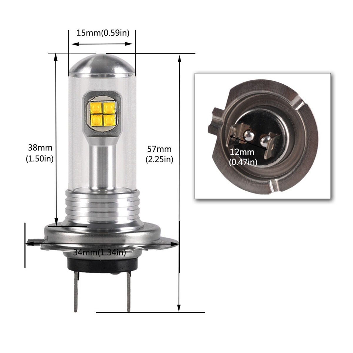 2 stk nighteye  h1 h4 h7 9005 80w med led-lys 1500lm tågelygte bagdrev pærer drl forlygter