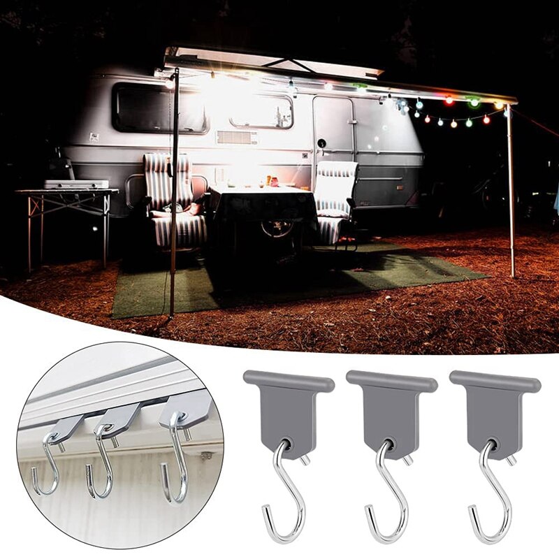 24PCS Camping Awning Hooks RV Awning Hangers Hooks RV Party Light Hangers for RV Caravan Camper