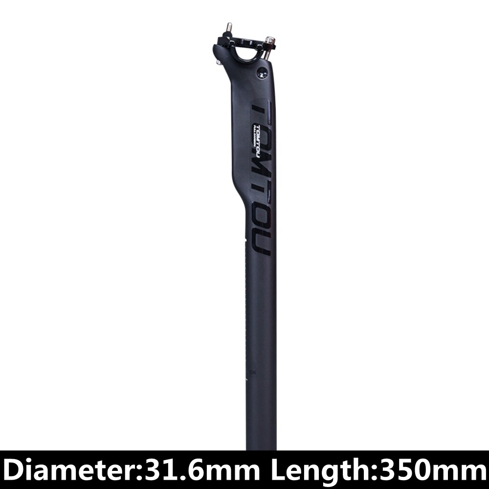 Tomtou Zwart Matte Ud Carbon Road Mountainbike Zadelpen 27.2/30.8/31.6*350/400 Mm Fiets zitbuis Onderdelen: 31.6X350mm