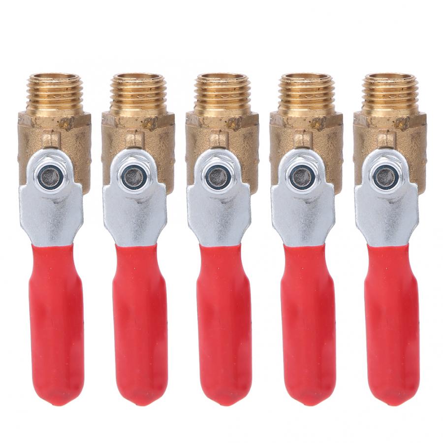 5Pcs G1/4 Inch Ball Valve Double Male Thread Brass Valve Air Compressor Pump Accessory