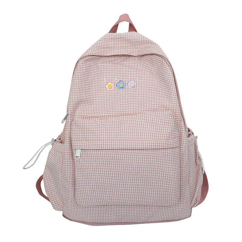 Dcimor Plaid Vrouwen Rugzak Vrouwelijke Borduurwerk Schooltas Voor Tiener Meisjes Rugzak Boekentas Mochilas: pink