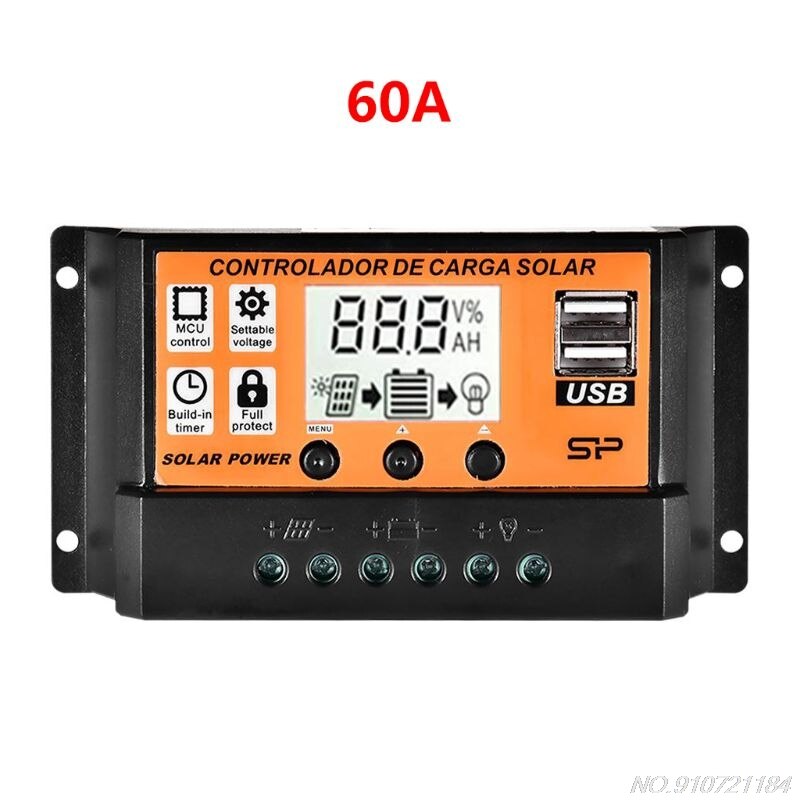 Mppt 10a/20a/30a/40a/50a/60a/70a/80a/90a/100a auto lcd skjerm solenergi lade kontrolleren Dobbel usb solenergi panel regulator  d22 20