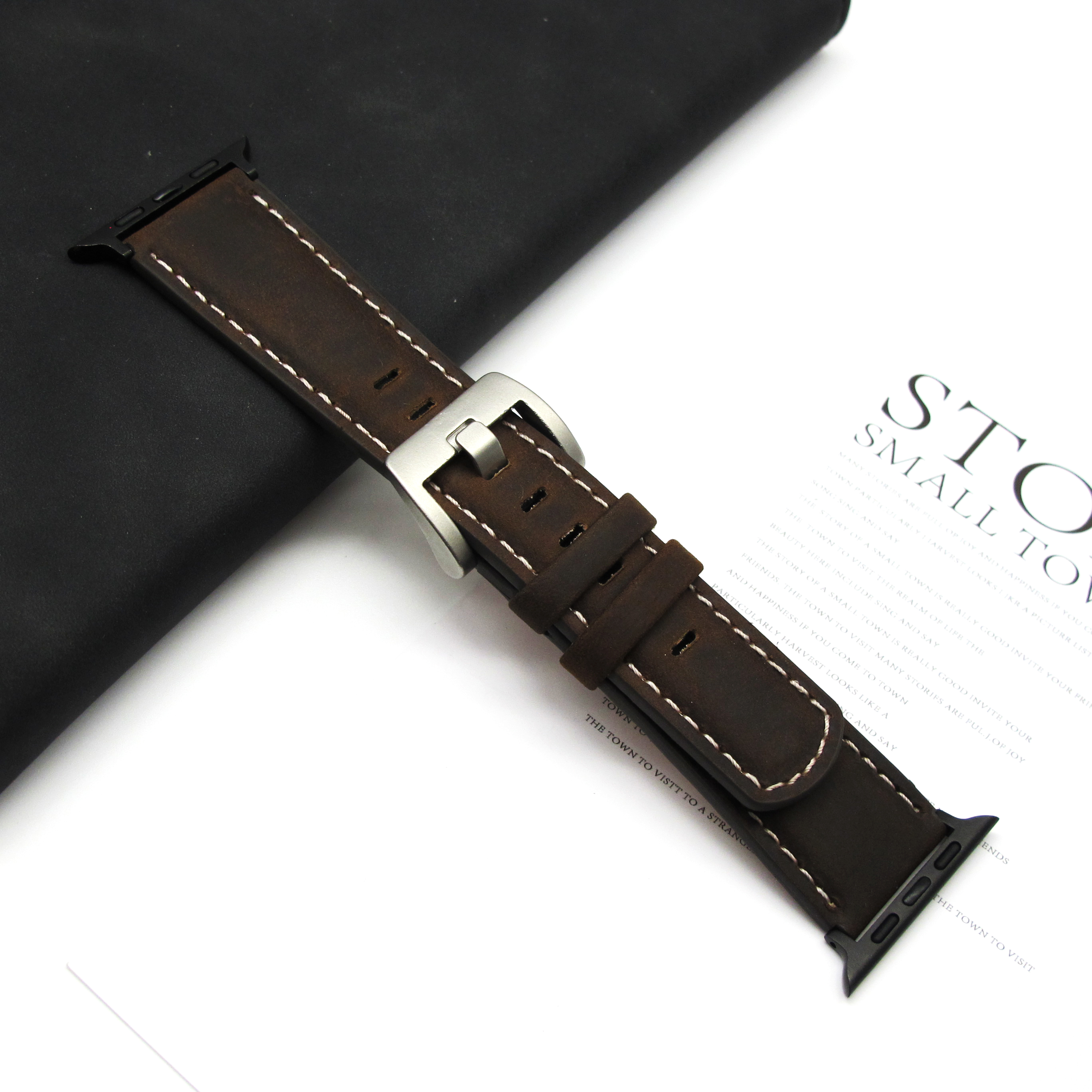 Leather strap for Apple Watch Ultra1 strap 49mm S10 46mm 42mm 45 44 41 40 38mm men's strap for Iwatch series 987654: S / Blue White