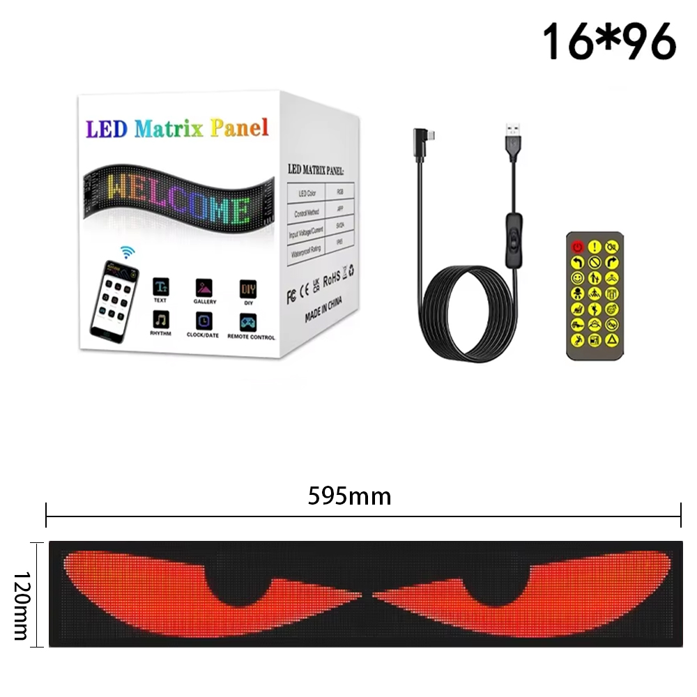16x96 RGB LED Car Sign Animation LED Matrix Pixel ... – Grandado