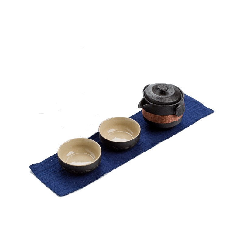 Black Ceramic Teapots with 2 Cups A Tea Sets Portable Travel Office Tea Set Drinkware Family Business Kungfu Tea Set