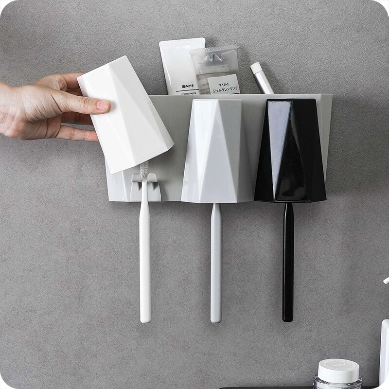1 Set Wall-mounted toothbrush holder with Brush Cup toothpaste storage rack family suit bathroom accessories
