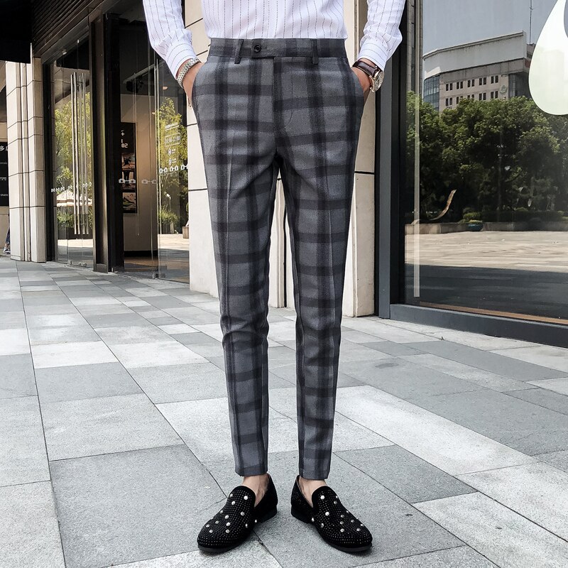 Pantalons Hombre treillis Homme costume Pantalon Pantalon Style britannique hommes Pantalon Homme automne robe Pantalon pour hommes