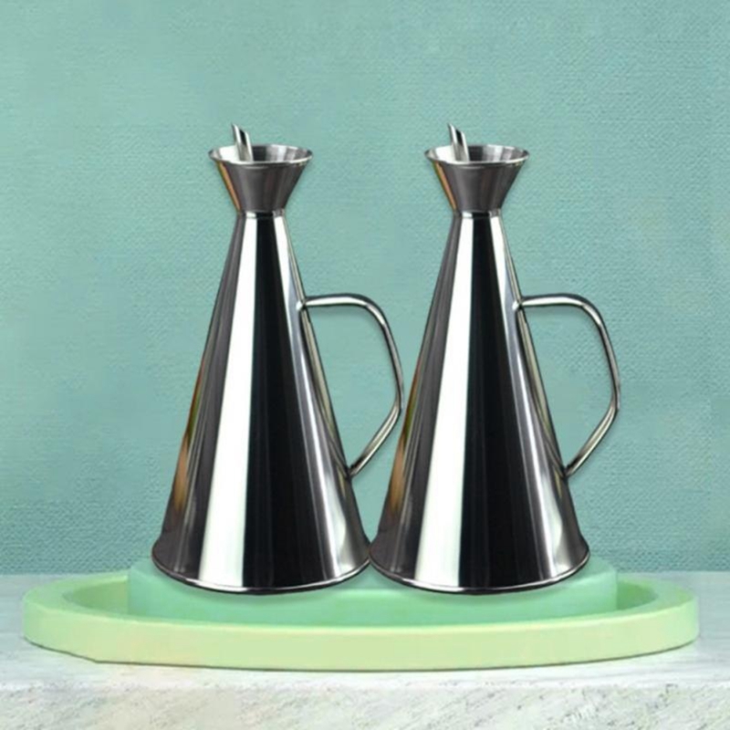 Stainless Steel Olive Oil Bottle Vinegar Sauce Seasoning Dispenser Condiment Storage Container for Kitchen