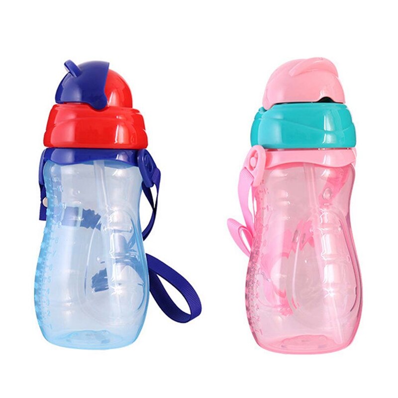 260ml/330ml kinderen school drinkbeker met handvat baby kinderen leren voeden drinkwater met rietje siliconen fles