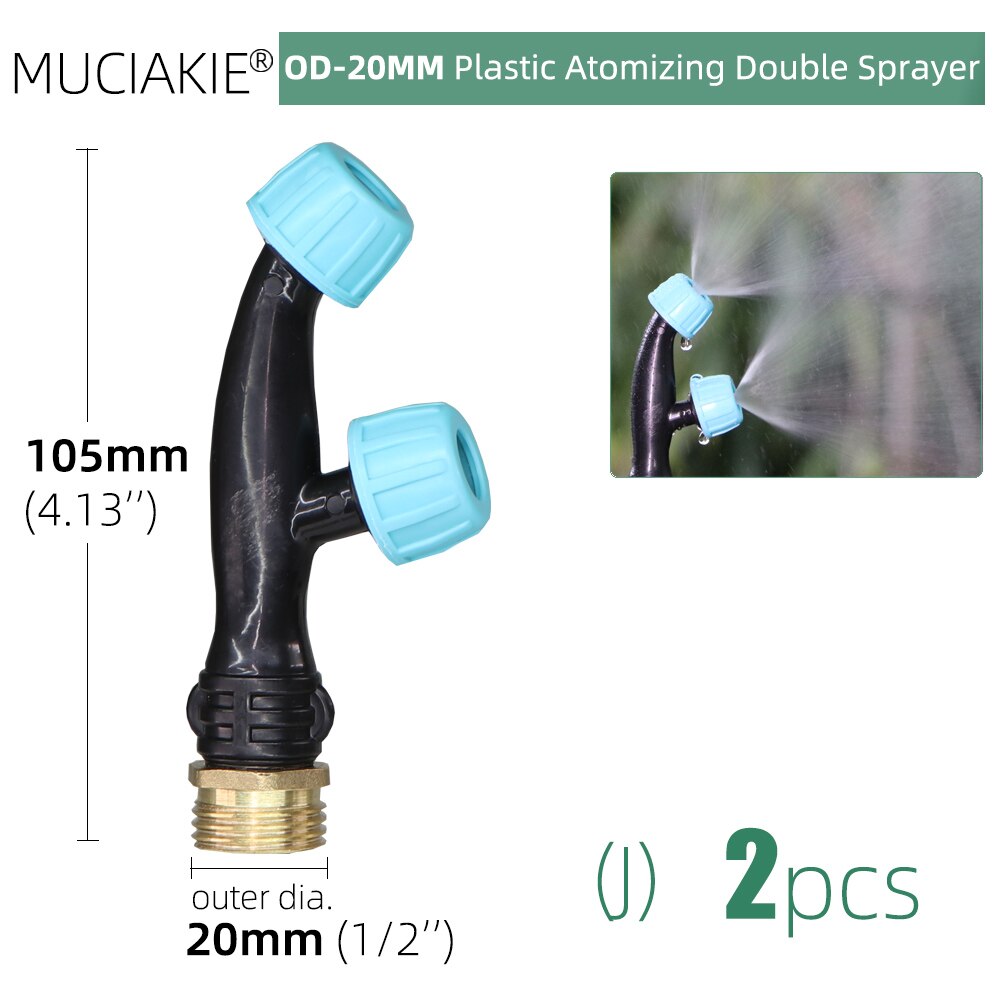 Agricultural Sprayer Nozzles Brass Atomizing Sprinklers Single Double Triple Heads Gardens Lawns Irrigation Spraying Accessories: Jx2pcs
