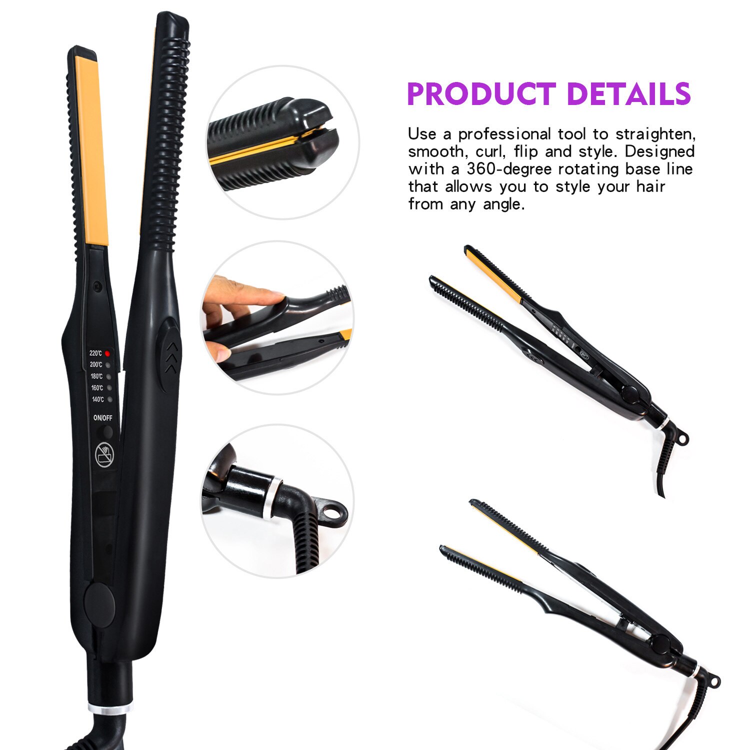 Ceramic Flat Iron Ultra-Thin Hair Straightener & Curler For Short Hair Women And Men Tool Beard Hair Straightener