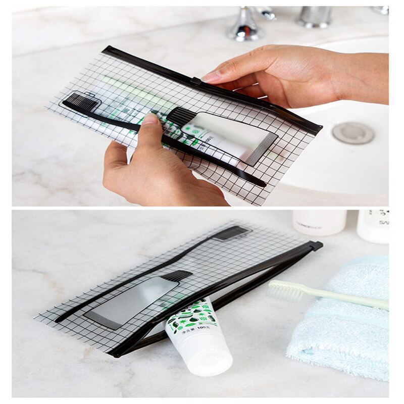 Portable PVC Travel Storage Bag Toothpaste Toothbrush Debris Ziplock Bag Makeup Storage Case Makeup Cosmetic Organizer Bag