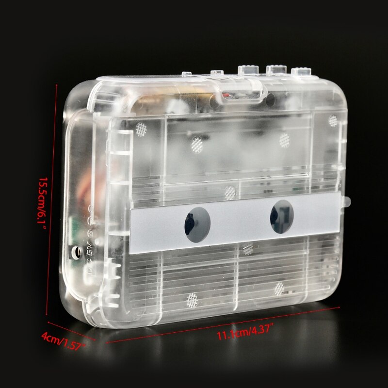 Portable Bluetooth-compatible Input Output Cassette Player FM Radio Players Transparent Cassette Tape Player USB Ports