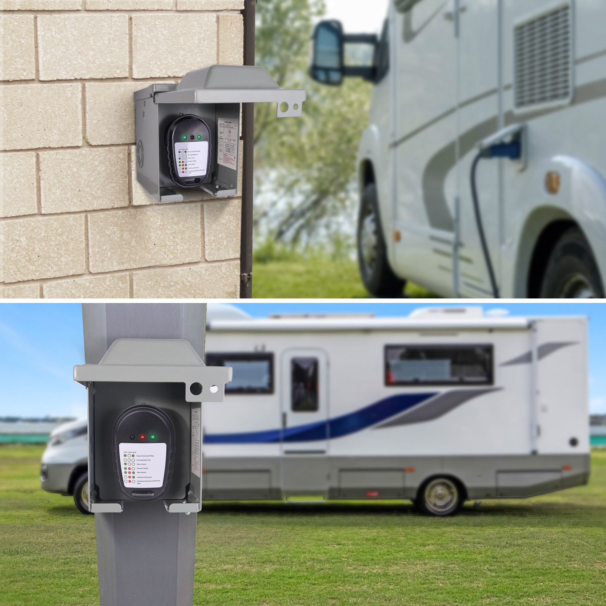 Mictuning 30Amp Rv Circuit Tester Nema TT-30P Rv Power Voetstuk Tester Bakje Analyzer Met Led Licht Indicator Voor Camper