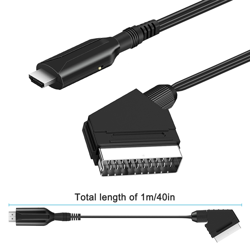 Convertidor HDMI Compatible con Scart con Cable de 1m, salida HDMI, compatible con interruptor 720P/1080P, adaptador AV para hdTV