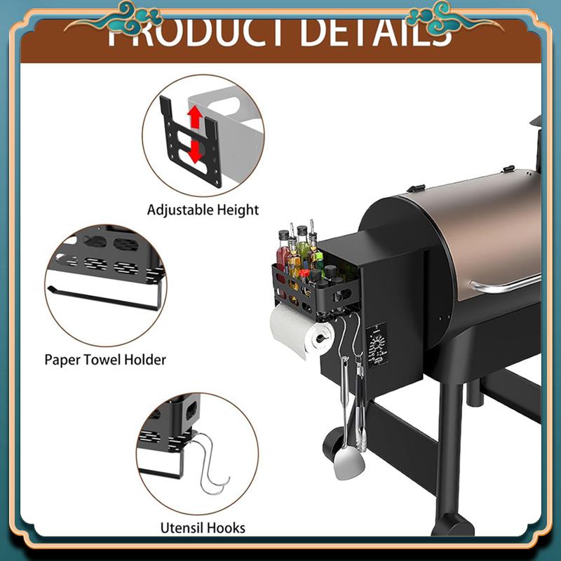 Latest Storage Bin With 4 Hooks And Paper Towel Holder For Traeger Grills, Grill Accessories For Traeger Pro 22/34 Grill