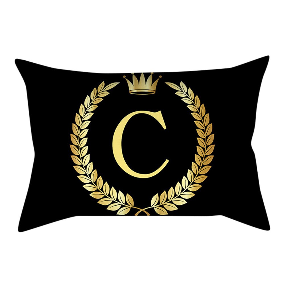 Or noir lettre taie d'oreiller oreillers décoratifs pour canapé housse de coussin taie d'oreiller pour la décoration intérieure Cojines Decorativos Para Sofá
