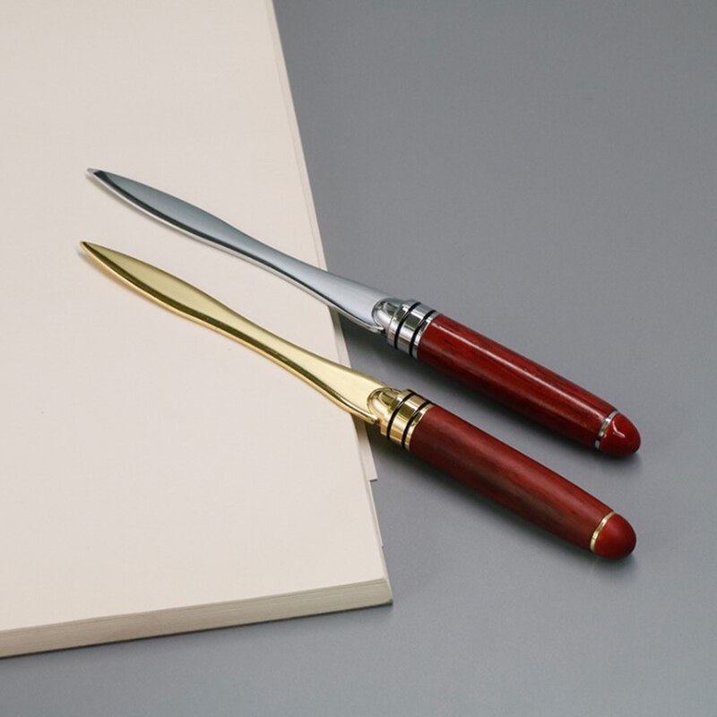 Wood Handle Letter Opener Stainless Steel Letter Opening Cut Paper Split File Envelopes for School Student Stationery
