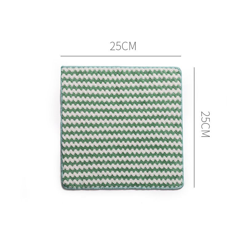 Household Super Absorbent Microfiber Towel Toad Kitchen Cleaning Towel Thicken Wave Stripes Coral Fleece: green small