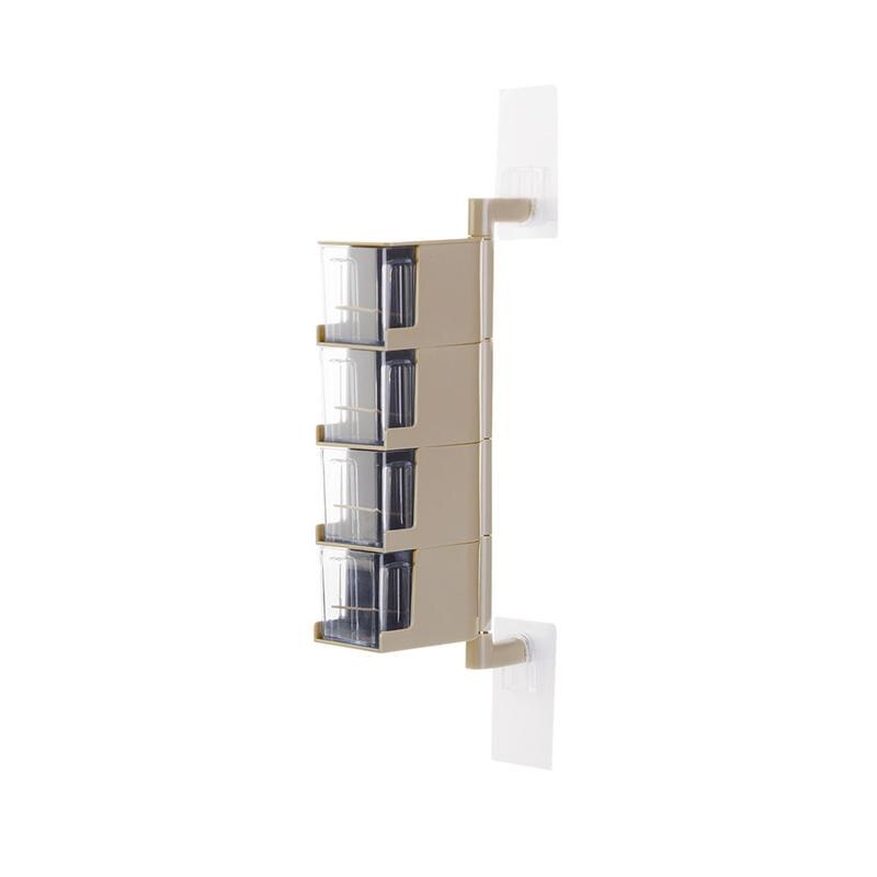 Multi-Tier 360 Graden Draaibare Muurbevestiging Kruidenrek Kruiden Opbergdoos Potten Organizer Kruiderij Containers Keuken Gereedschap: 4 Tiers Beige