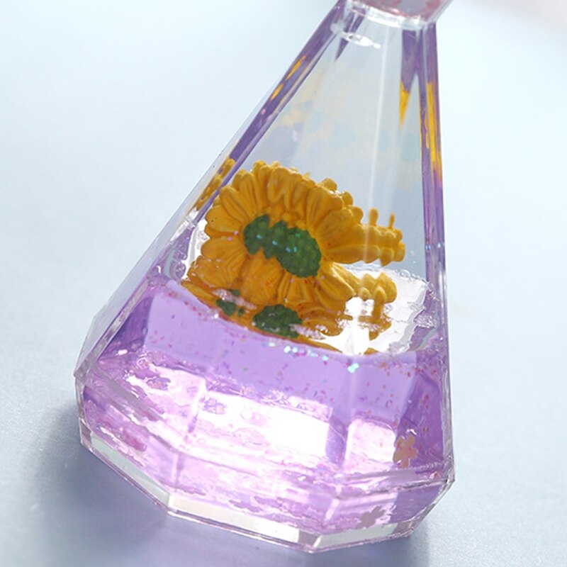 Diamond Shaped Liquid Motion Bubbler Timer Daisy Floating Oil Hourglass for Sensory Fidget Calm Relaxing Desk Toys Home Ornament