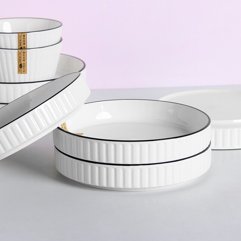 White Round Dinner Plates Set Unique Modern Western Dinner Plates Breakfast Pratos De Jantar Eating Utensils EI50TZ
