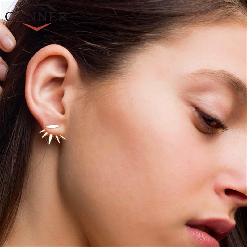 Tendencia Punk Rock gótico esqueleto cráneos y cabezas, pendientes de tuerca para mujer 925, pendientes tipo botón de plata fina, pendientes geométricos