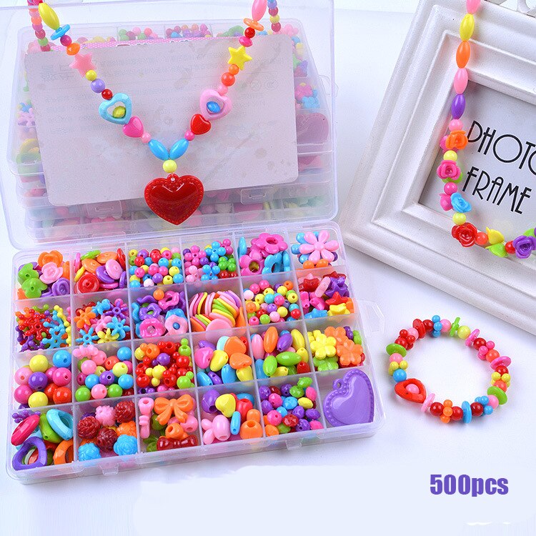 Kids DIY Bead Kit - Acrylic Plastic Spacer Charms - Necklace Bracelet Jewelry Making Toy for Girls 5-13 Years: 24 grid 3