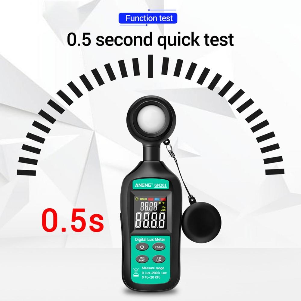 GN201 Luxmeter Digitale Lichtmeter 200K Lux Meter Photometer Uv Meter Uv Radiometer Handheld Illuminometer Photometer