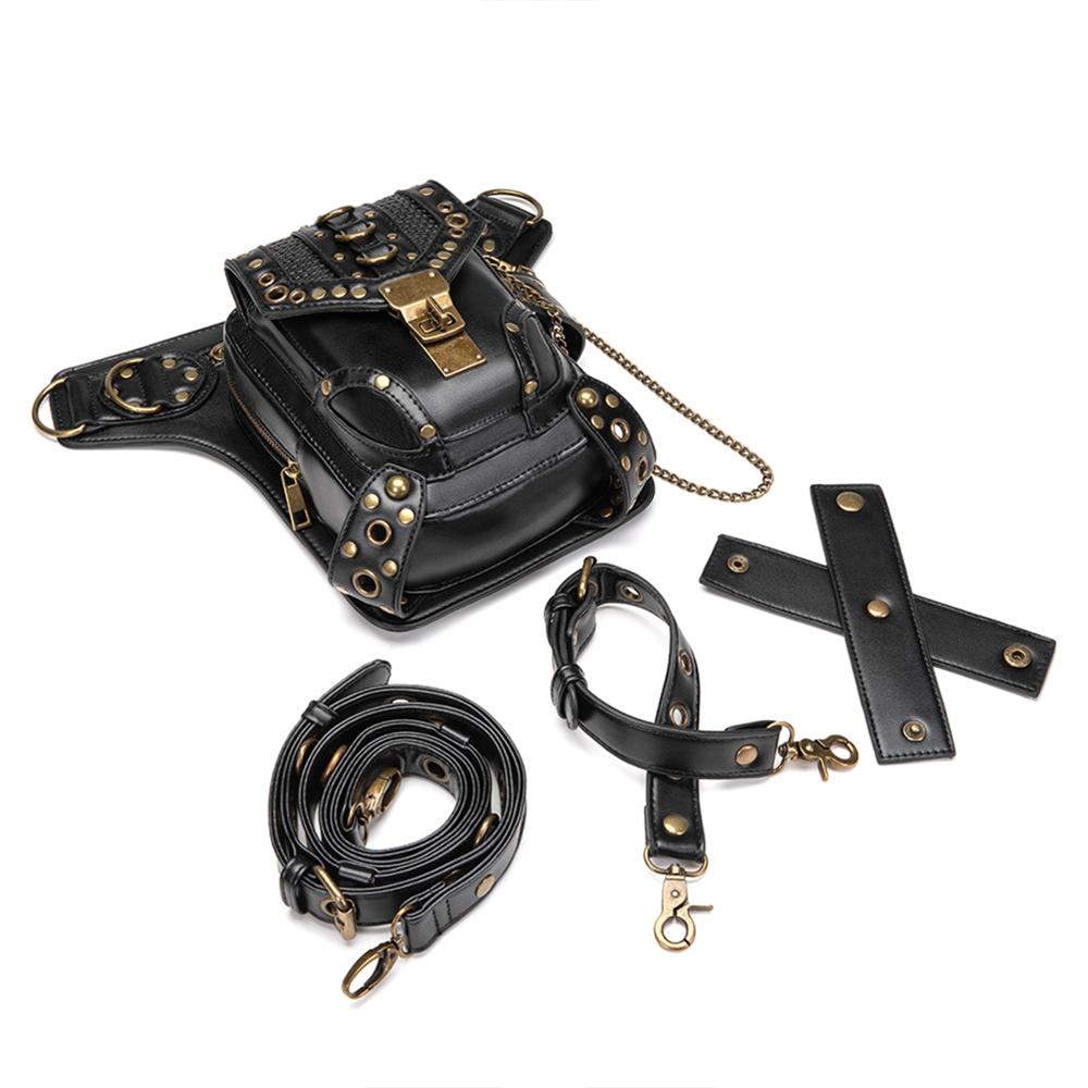 Steampunk cuero mujer cintura bolsa Retro Rock bolsa de pierna para motocicleta bandolera bolsos cráneo bolsa con remache Punk Norbinus