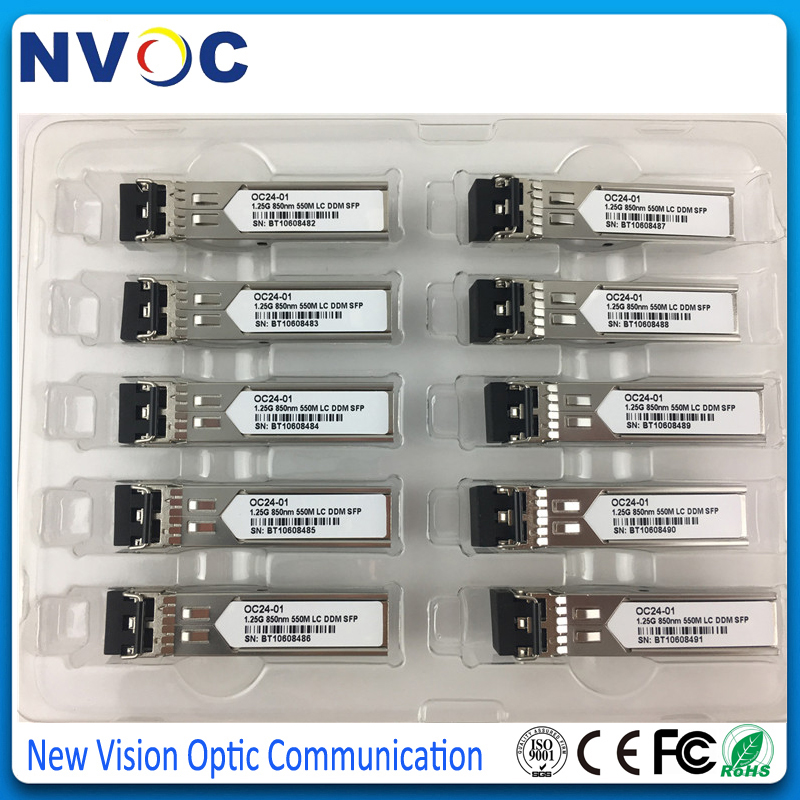 1.25G 850nm Optische SFP Transceiver LC Connector DDMI 550m Module, 1.25Gbps LC SFP Transceiver, dual Fiber, 850mm, 550 M, DDM