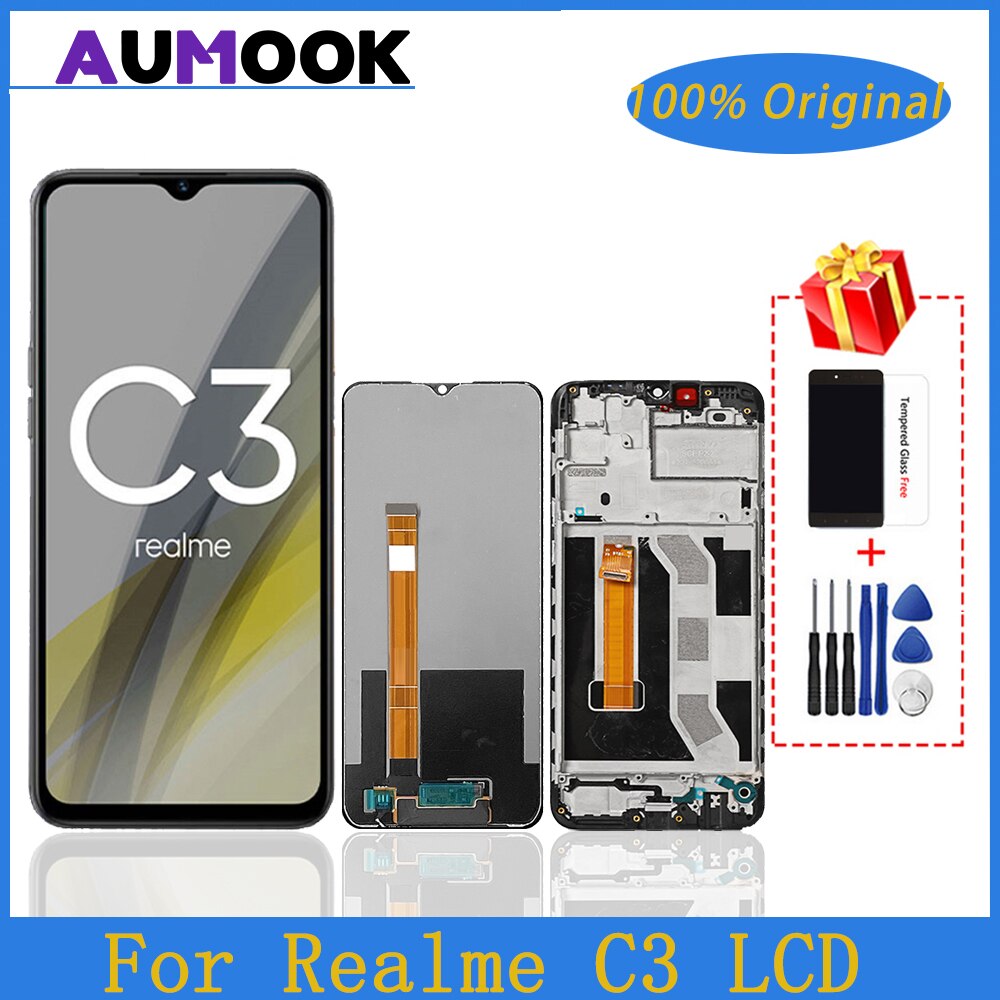 Originele Lcd Voor Realme C3 RMX2027 RMX2021 RMX2020 Lcd Display Met Frame Digitizer Touch Screen Oppo Realme C3 Lcd Vervanging