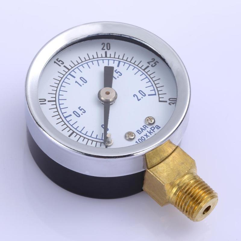 1/8 " npt mini trykmåler luftkompressor hydraulisk vakuummåler manometer tryktester 0-30 psi 0-2 bar bagmontering 1.5 " skive