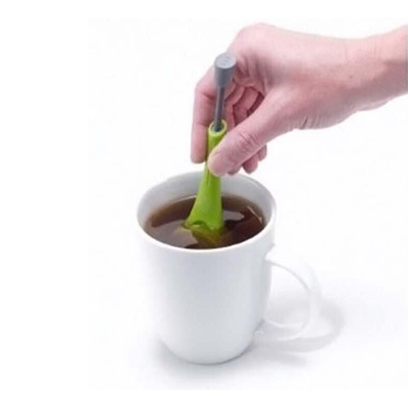 Te-infuser innebygd stempel sunn intens smak gjenbrukbar tepose plast te- og kaffesil måle virvle bratt rør og trykk