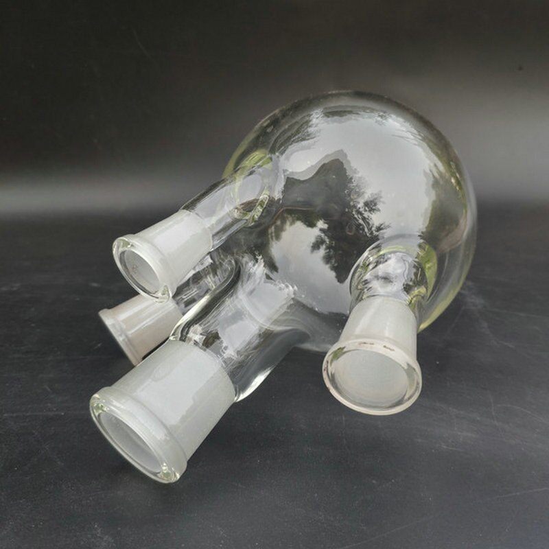 1Pcs Ronde Bodem Vier Mond Glazen Kolf Rechte Vier-Hals Hoge Borosilicate Reactie Kolf Lab Glaswerk 100ml Tot 2000Ml