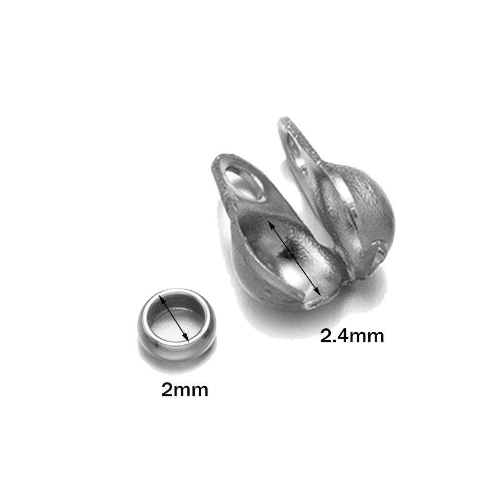 50 Uds. De puntas de cuentas de engarce de acero inoxidable, cubiertas de nudos, puntas de cuentas plegables con 50 Uds. De tapas finales para fabricación de joyería artesanal DIY